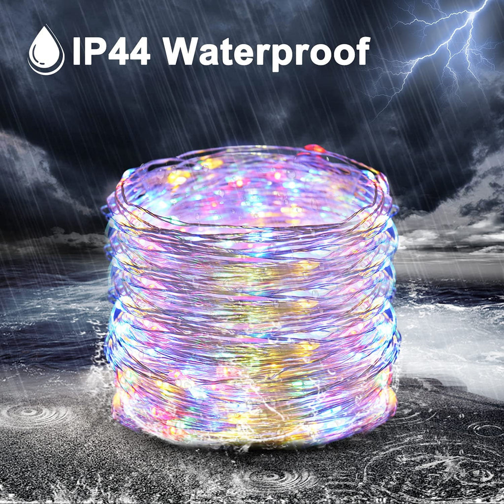 2 Pack Solar Fairy Lights Outdoor 33ft 100 LED Solar Powered Copper Wire Lights 8 Modes Waterproof for Garden Tree Patio Wedding Party Decor,Cool White