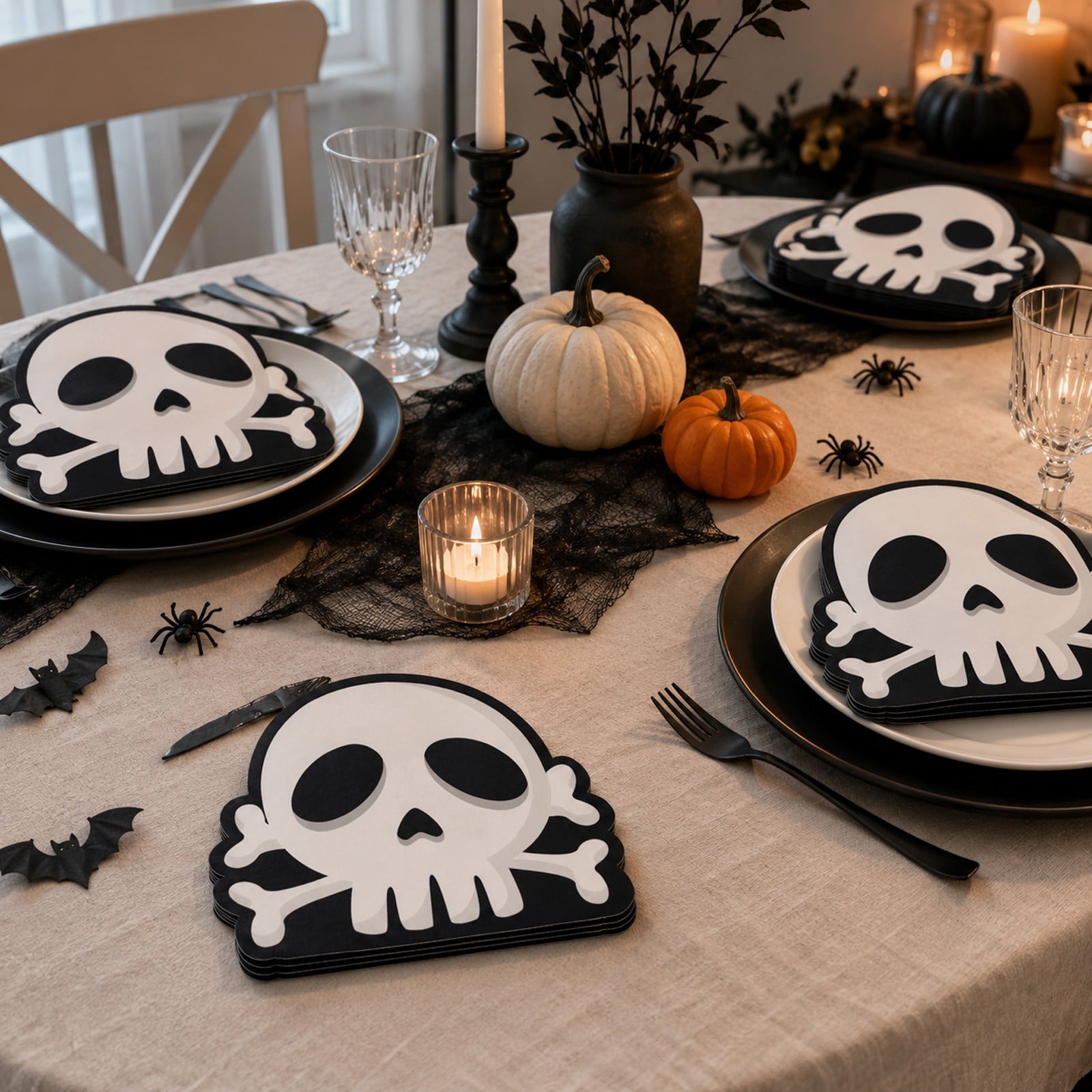 JHyouerji 20 Pack Halloween Pumpkin Disposable Paper Napkins Purple Absorbent Cocktail Dessert Napkin Holiday Party Table Disposable Decor Thanksgiving Party Supplies