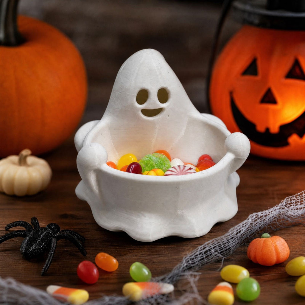 Diceymbol Halloween Pumpkin Snack Bowl Stand Collapsible Broomstick Candy Tray for Cupcakes & Desserts, Resin Serving Platter with Ceramic Pumpkin Bowls