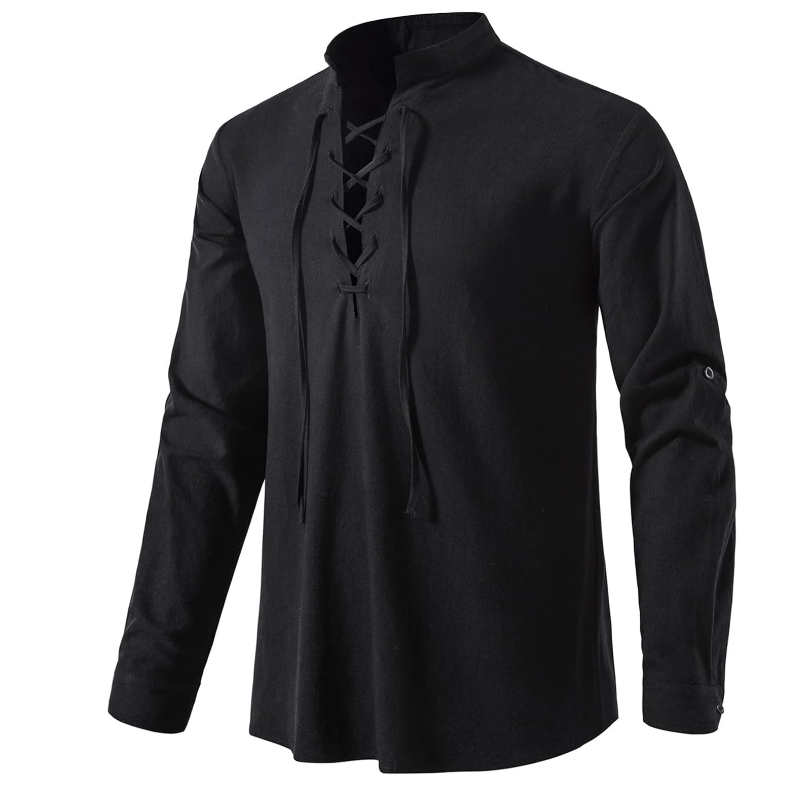 ATTBEA Mens Pirate Renaissance Costume Pirate Shirt Long Sleeves Medieval Viking Gothic Celtic Pirate Vest for Unisex Halloween Costume