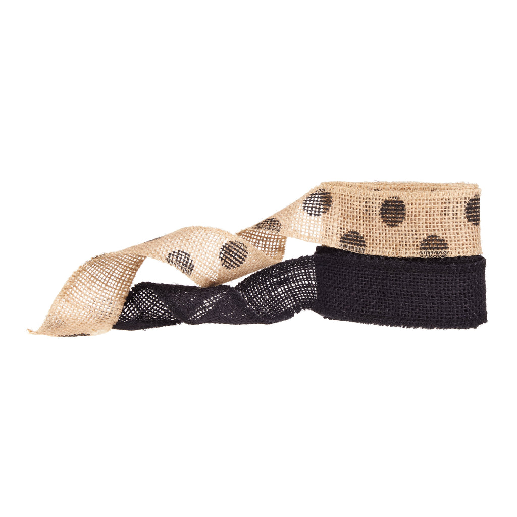 Love, Laugh, Craft Burlap Ribbon Set, 1.5"W x 3-Yds, Natural/White Stripe