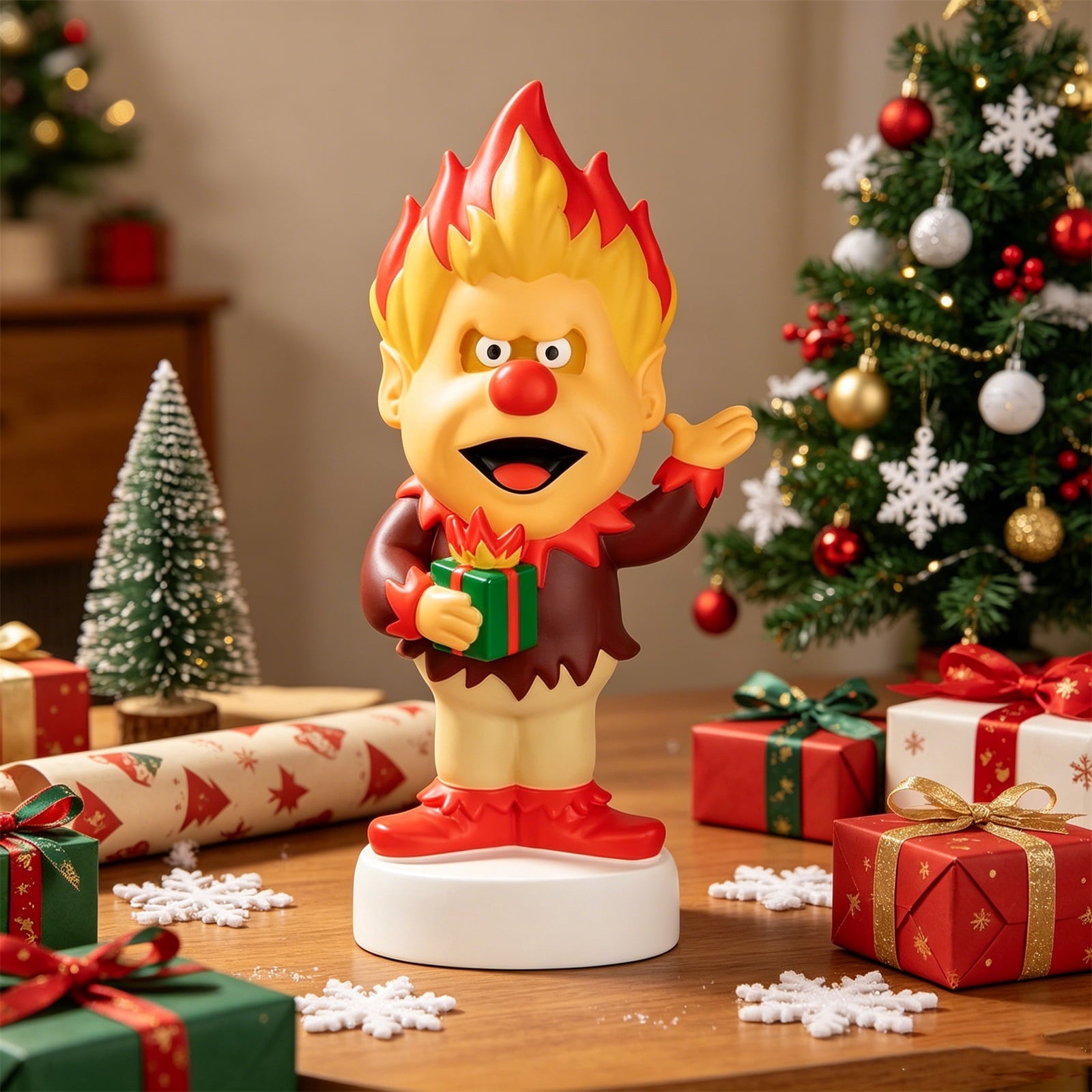 11.8" Heat and Snow Miser Light Up Figure Ornaments, Christmas Tabletop Decor LED Light, Light-Up Desktop Figurine for Home Room Christmas Decorations