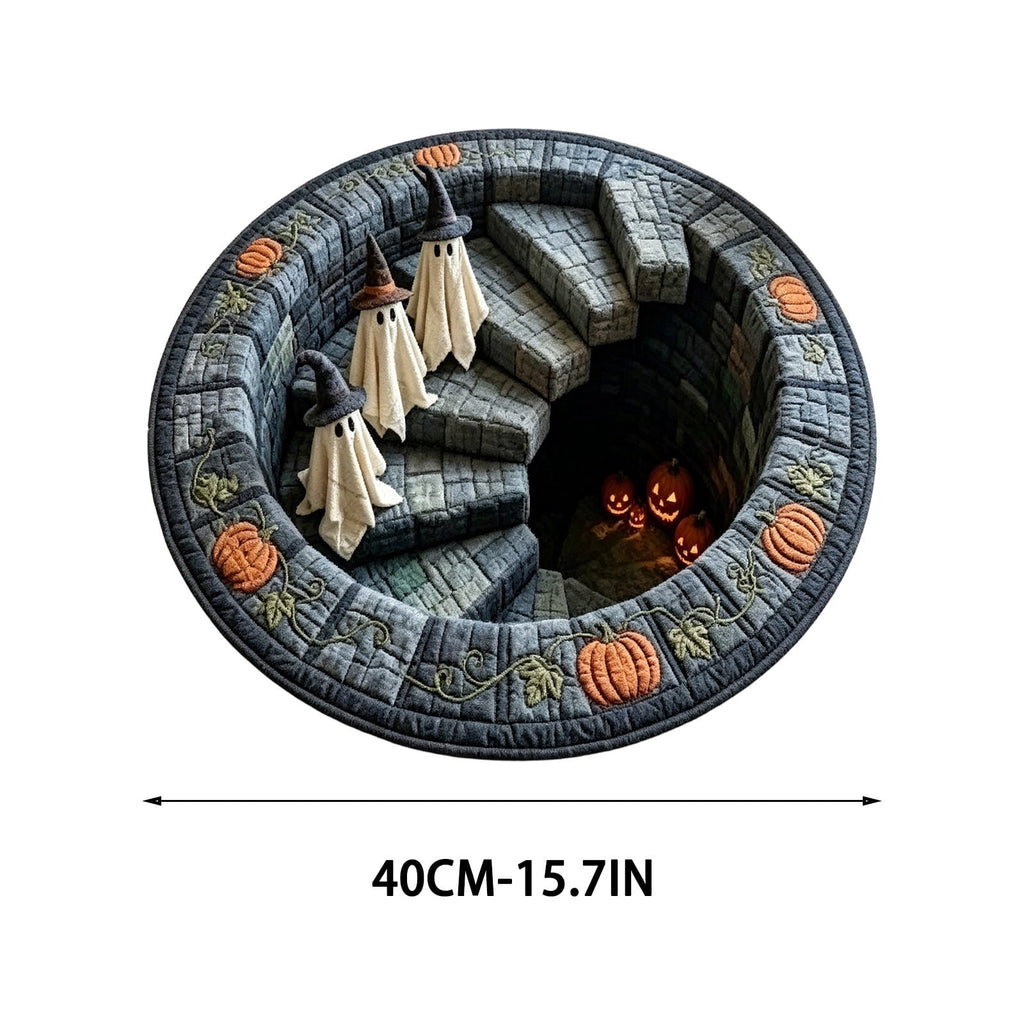 Sulaicai 3D Optical Illusion Halloween Round Rug, Spooky Ghost Pumpkin Print Absorbent Doormat, Non Slip Washable Floor Mat for Indoor Entryway Living Room Halloween Home Decor, 15.7 Inch