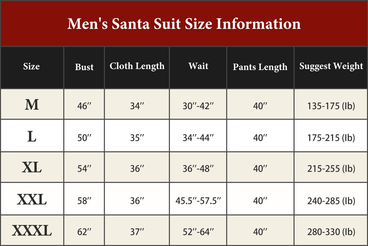 Men's Santa Claus Costume 11PCS. Velvet Adult Deluxe Santa Suit -M