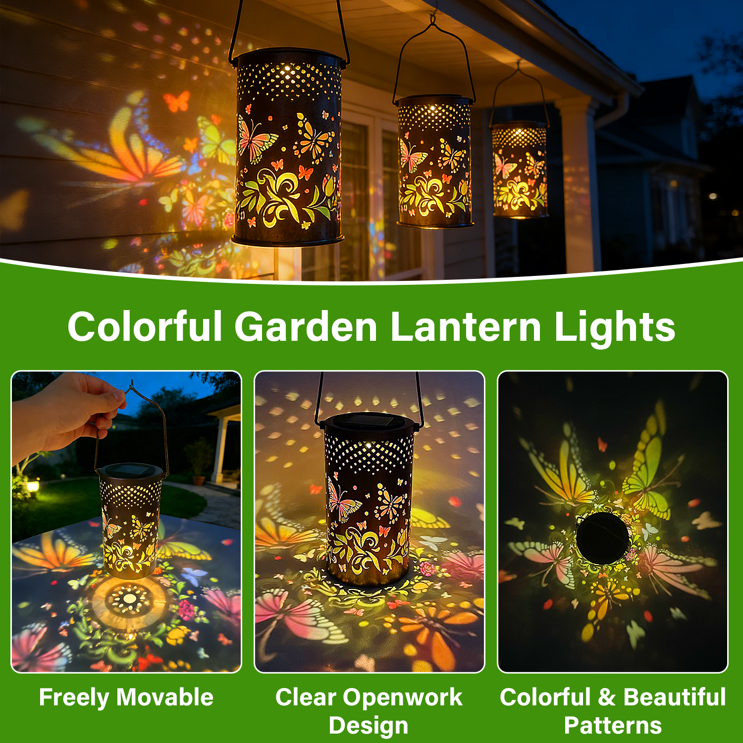 Colorful Solar Lanterns IP65 Outdoor Waterproof, Mother's Day Gifts for Women Mom Grandma - LED Colorful Sunflower Solar Lights Metal Hanging Lantern for Patio Yard Porch
