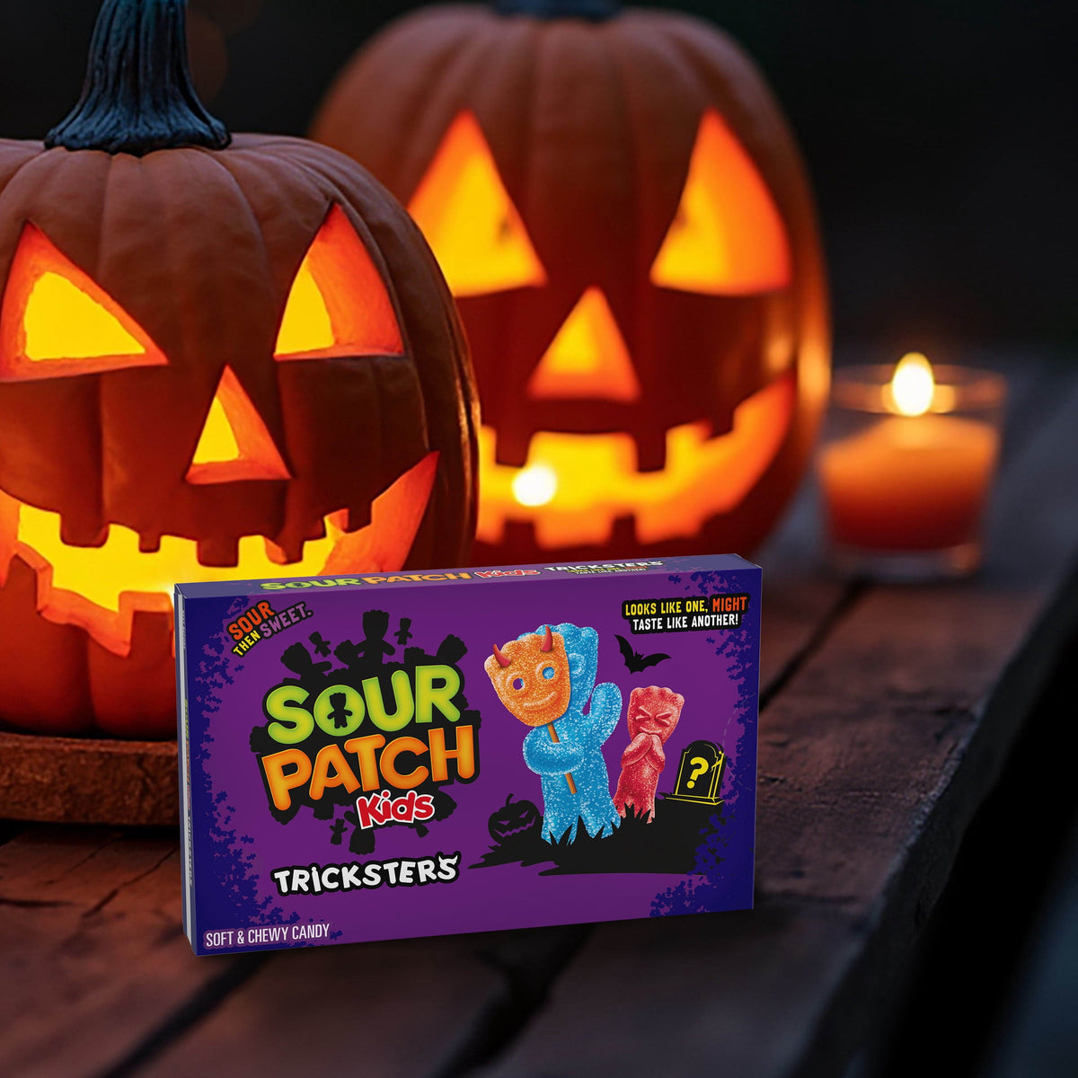 SOUR PATCH KIDS Tricksters Soft & Chewy Gummy Halloween Candy, 3.52 oz