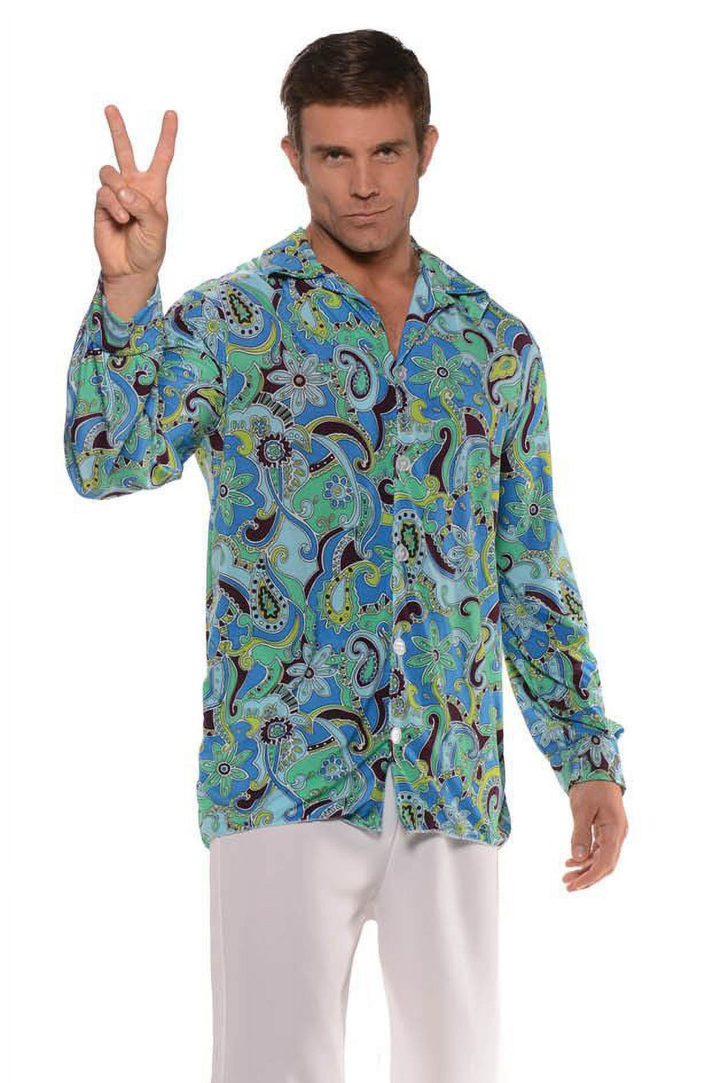 Underwraps Disco Shirt Men Fancy-Dress Costume for Adult, Men XL