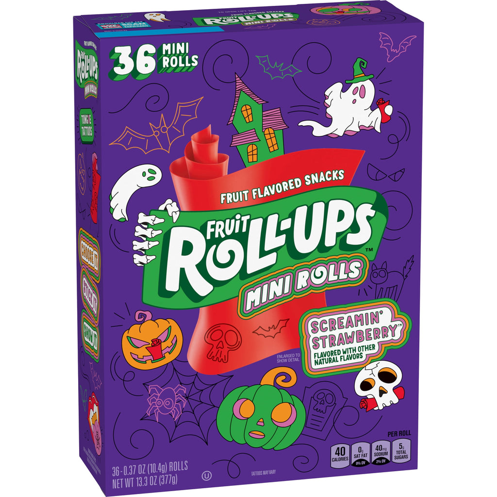 Fruit Roll-Ups Mini Rolls, Screamin' Strawberry Fruit Flavored Snacks, 36 Ct, 13.3 oz