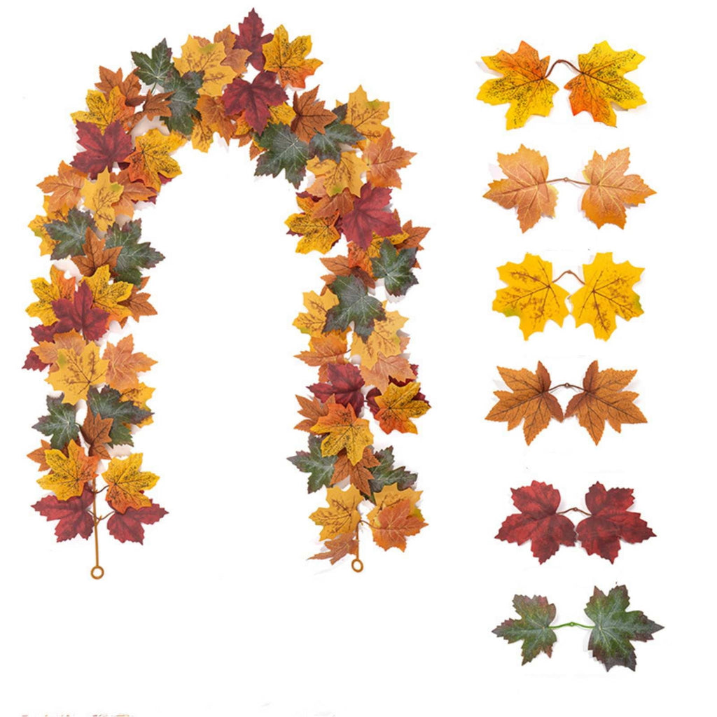 WKSCLPAI Halloween Maple Leaf Garland, Fall Vine Wreaths for Autumn Festivities Decor,Seasonal Garlands for Home,Halloween & Fall Decorations
