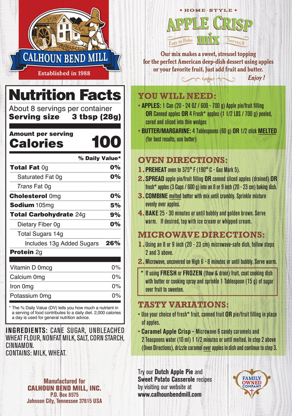 Calhoun Bend Mill Apple Crisp Mix, 8 oz