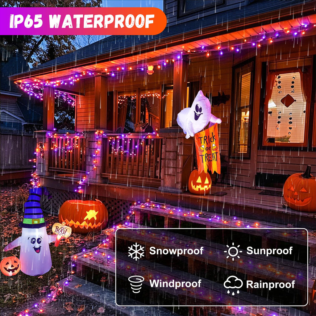Magotan 100 LED 33 ft Halloween Lights Outdoor Indoor Orange and Purple Halloween Decorations String Lights