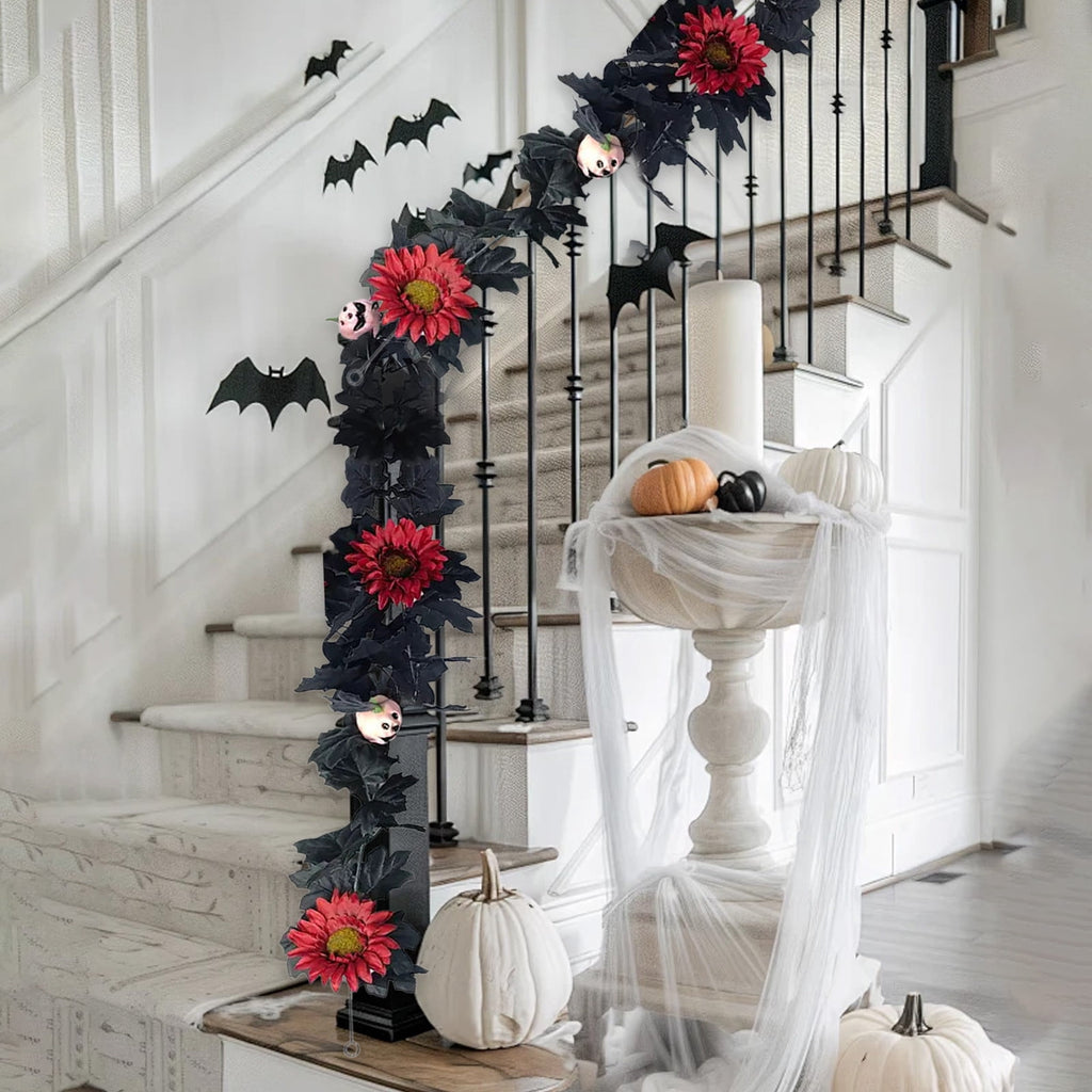 AZXY Halloween Decor, Halloween Indoor Decor, Halloween Tabletop, Artificial Red Silk Rose Stems, Gothic Fake Floral Bouquet, Halloween Decorations for Home Table Party Decor