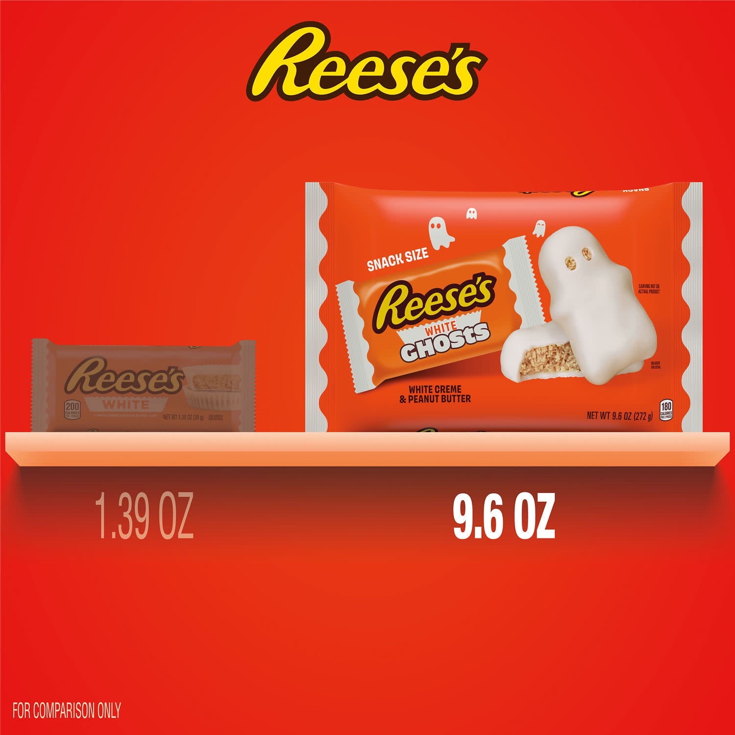 (2 pack) Reese's White Creme Snack Size Peanut Butter Ghosts Halloween Candy, Bag 9.6 oz