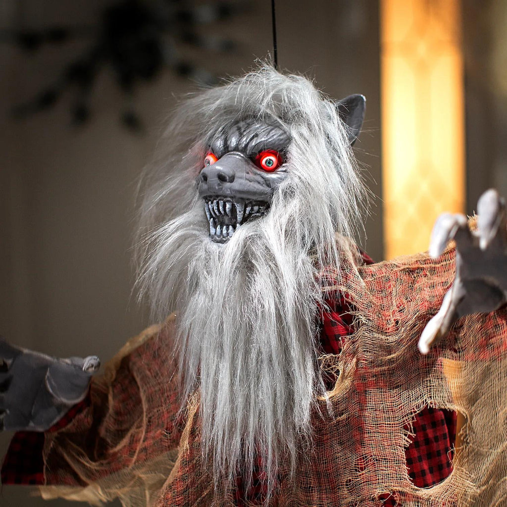 31 1/2" x 47 1/4" Hanging Tattered Werewolf Animated Prop Halloween Decoration