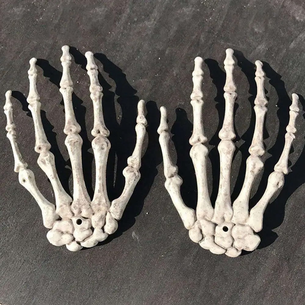 2Pcs Skeleton Hands Halloween Fake Human Hands Plastic Skeleton Hands Props for Halloween Zombie Party Decorations