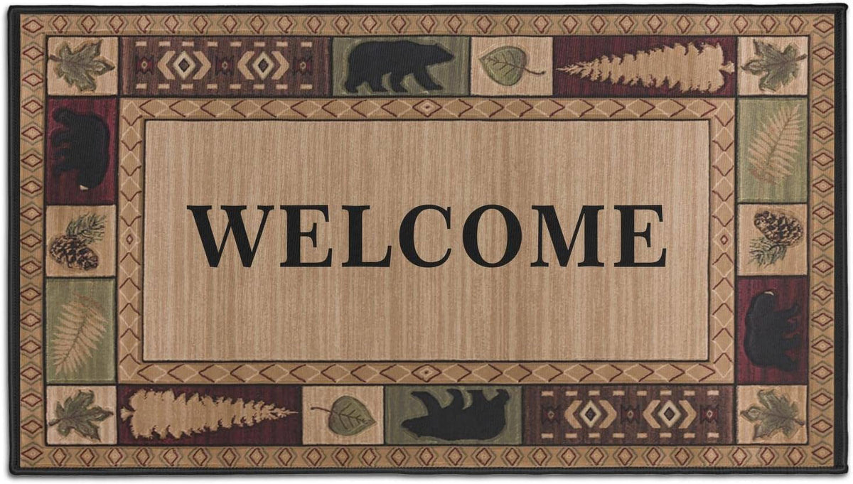 Bear Rugs Tribal Doormat Non-Slip Absorbent Resist Dirt Front Door Mat Machine Washable Welcome Mats Outdoor Inside Floor Rugs for Entryway 30" X 17"…