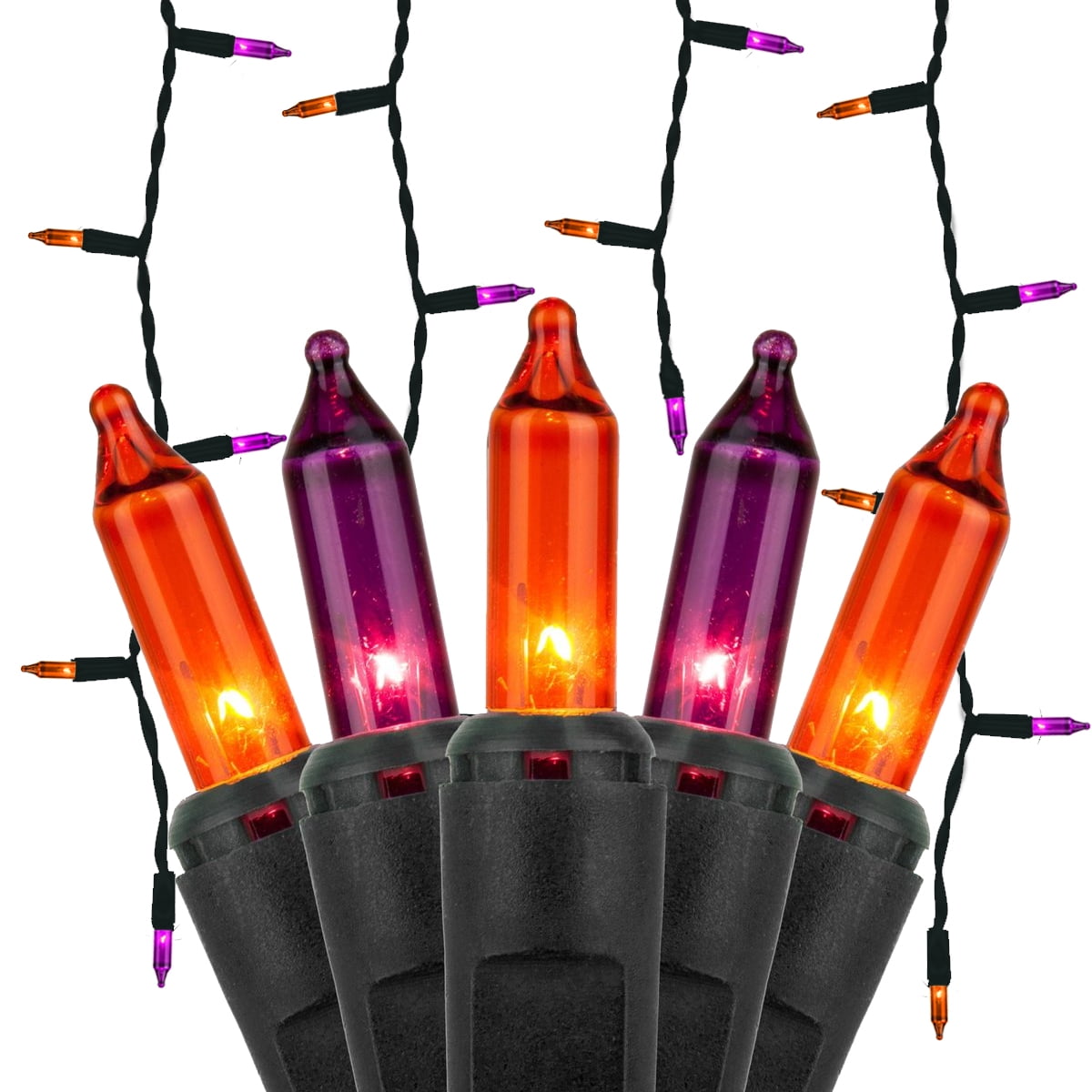 Kringle Traditions Halloween Purple Orange Outdoor Mini Icicle Light 150 Lights
