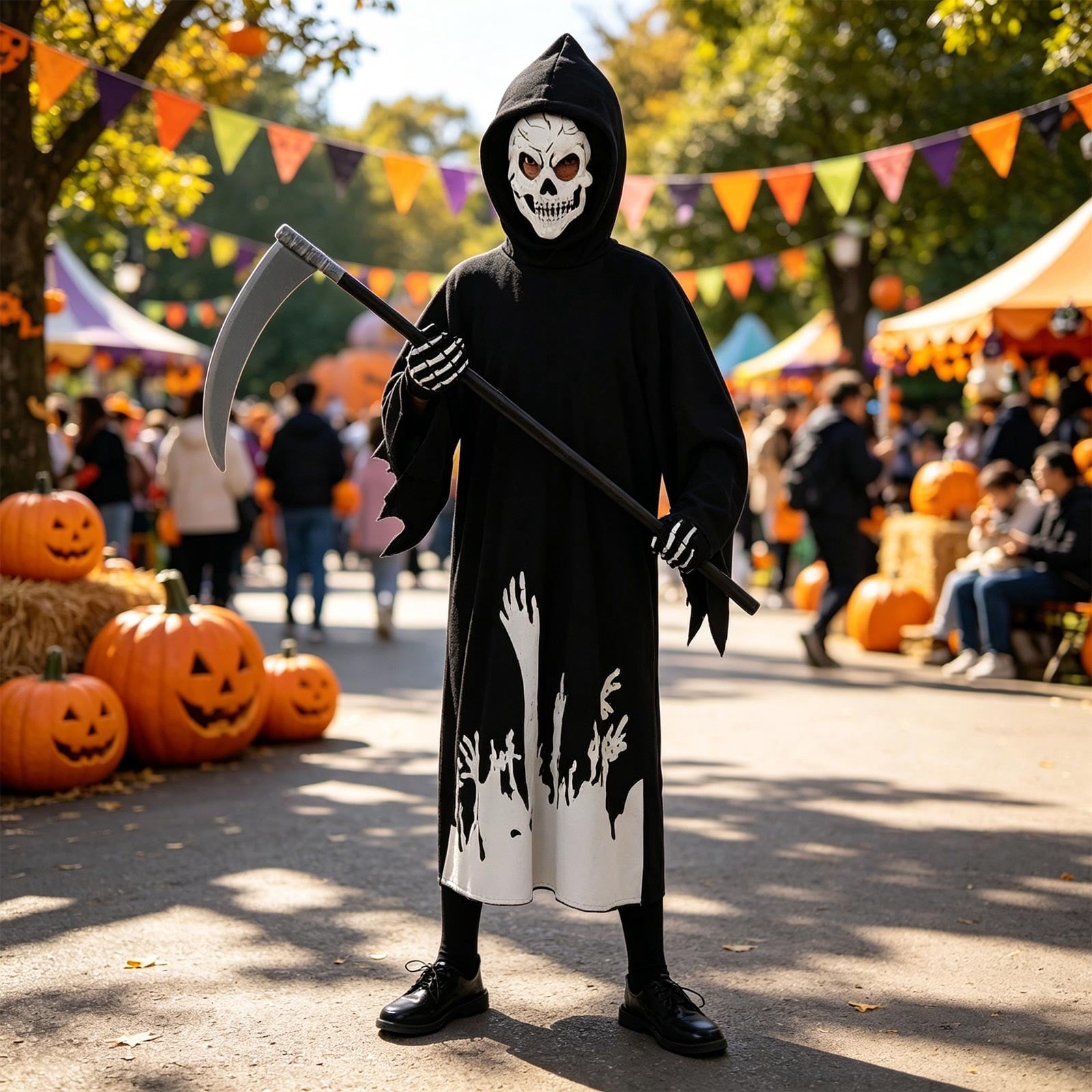 Spooky Skeleton Costume for Kids, Glow in The Dark Halloween Bone Outfit for Boys and Girls, Creepy Role Play Cosplay Dress for 4-8 Years Old