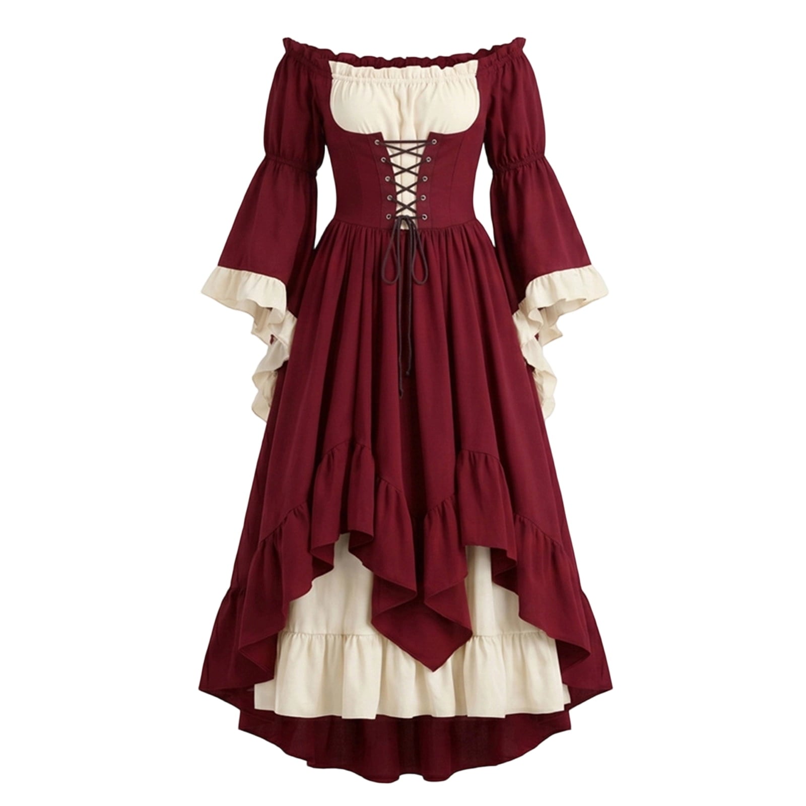 Anmrize Full Length Halloween Dress, Renaissance Faire Outfit, Women Medieval Victorian Gown, Off Shoulder Renaissance Dress, Womens's Medieval Renaissance Costume Cosplay Over Dress, White S