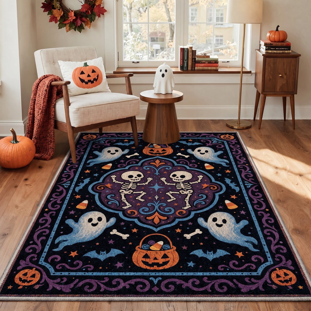 GENIMO 2'x7' Halloween Runner Rug, Washable Non Slip Soft Vintage Witch Indoor Outdoor Hallway Runner for Porch Patio Kitchen Entryway, Retro Sepia