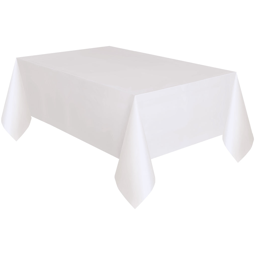 1 Count 54 IN x 108IN White Rectangular Plastic Table Covers by Way To Celebrate