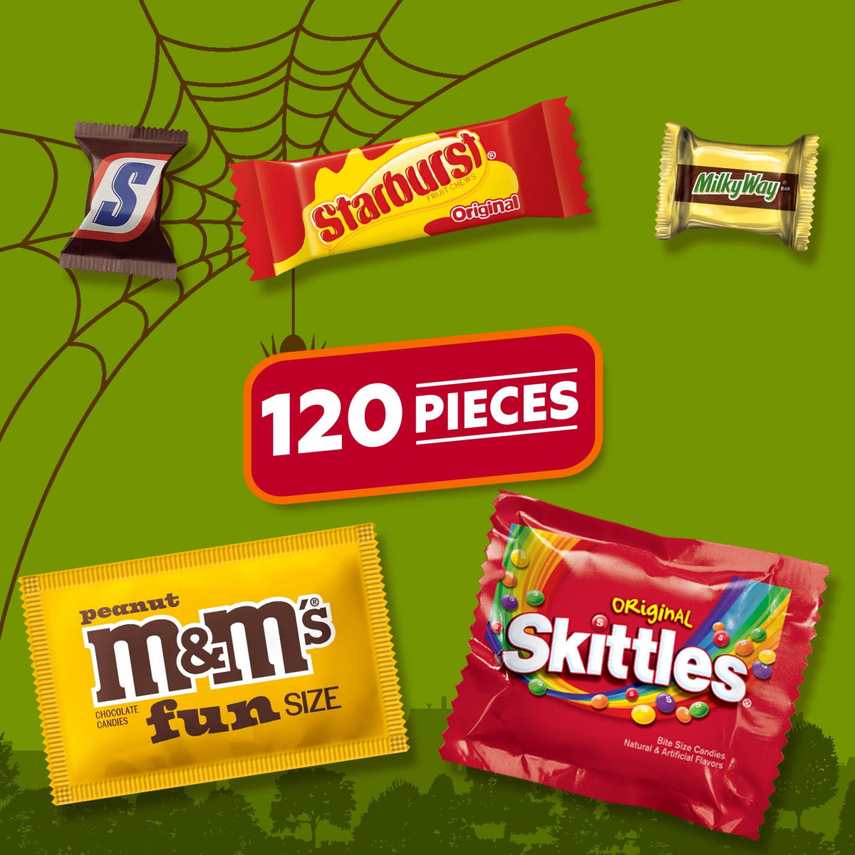 M&M's, Skittles & More Fun Size Halloween Candy Variety Pack - 120 Ct Bulk Bag