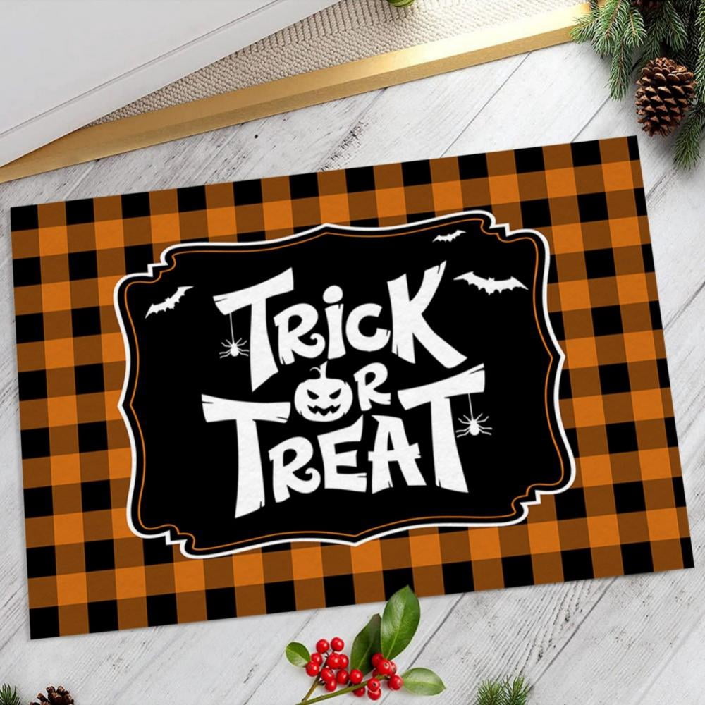 Halloween Door Mat Outdoor Trick or Treat Doormat Non Slip Funny Rug Pumpkin Holiday Decorative Entrance Mat for Halloween Indoor Outdoor Decoration, 15.7x23.6"