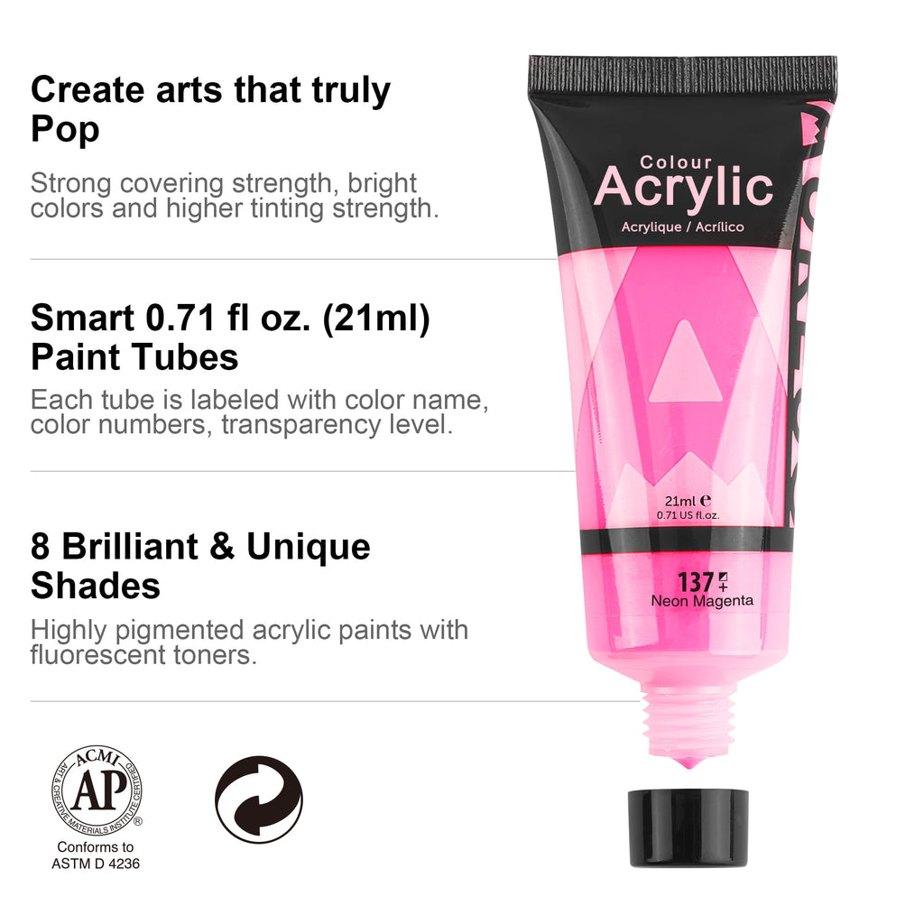 AUREUO Galaxy Glitter Acrylic Paint Set - 8 Twinkle Colors 0.71 Fl Oz / 21ml Tubes Sparkling Art Paints for Crafts Decor Non-toxic Painting Supplies for Artists