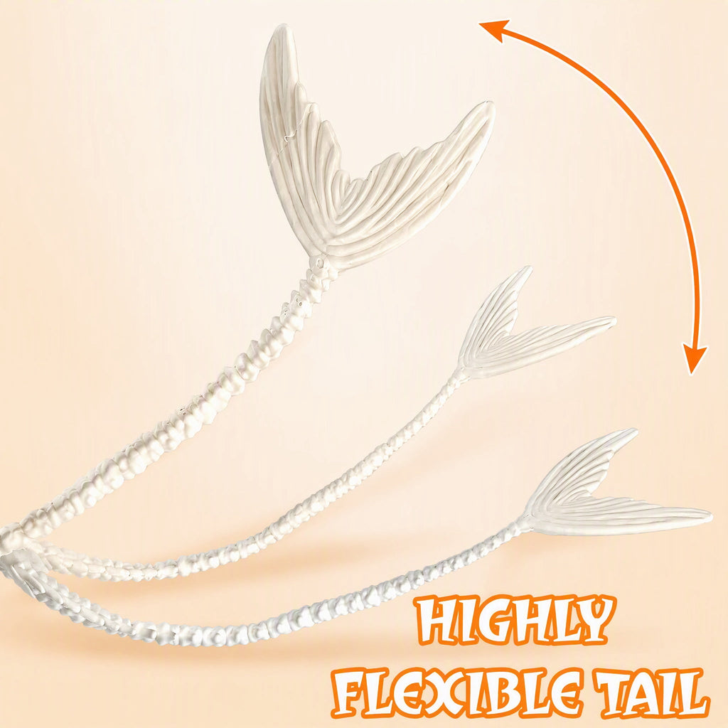 36inch Halloween mermaid skeleton, with flexible joints, can be posed and hung, suitable for Halloween indoor and outdoor decorations, parties, horror scenes and other occasions