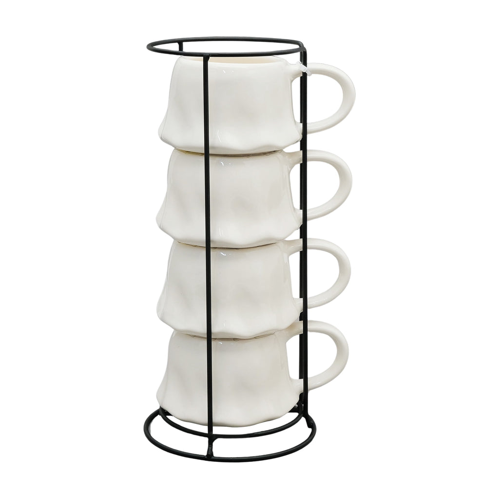 Way To Celebrate Halloween Ghost Stack Ceramic Mugs, 4-Pack, White, 12 fl oz