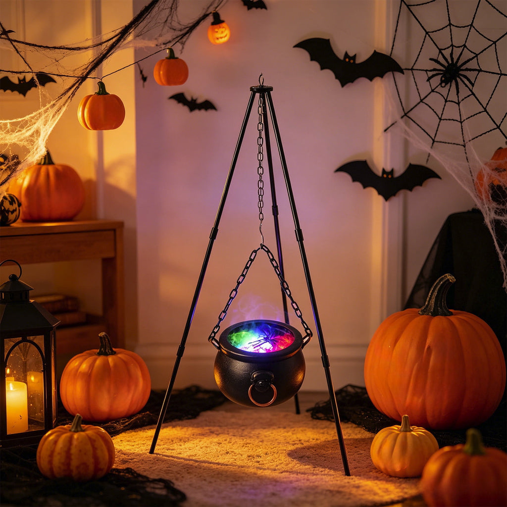 Muecwrye Halloween Decorations Outdoor, Halloween Clearance! Halloween Witches Cauldron on Tripod with Lights, DIY Bubbling Cauldron Set Decor for Home Porch Outside, Halloween Party Supplies