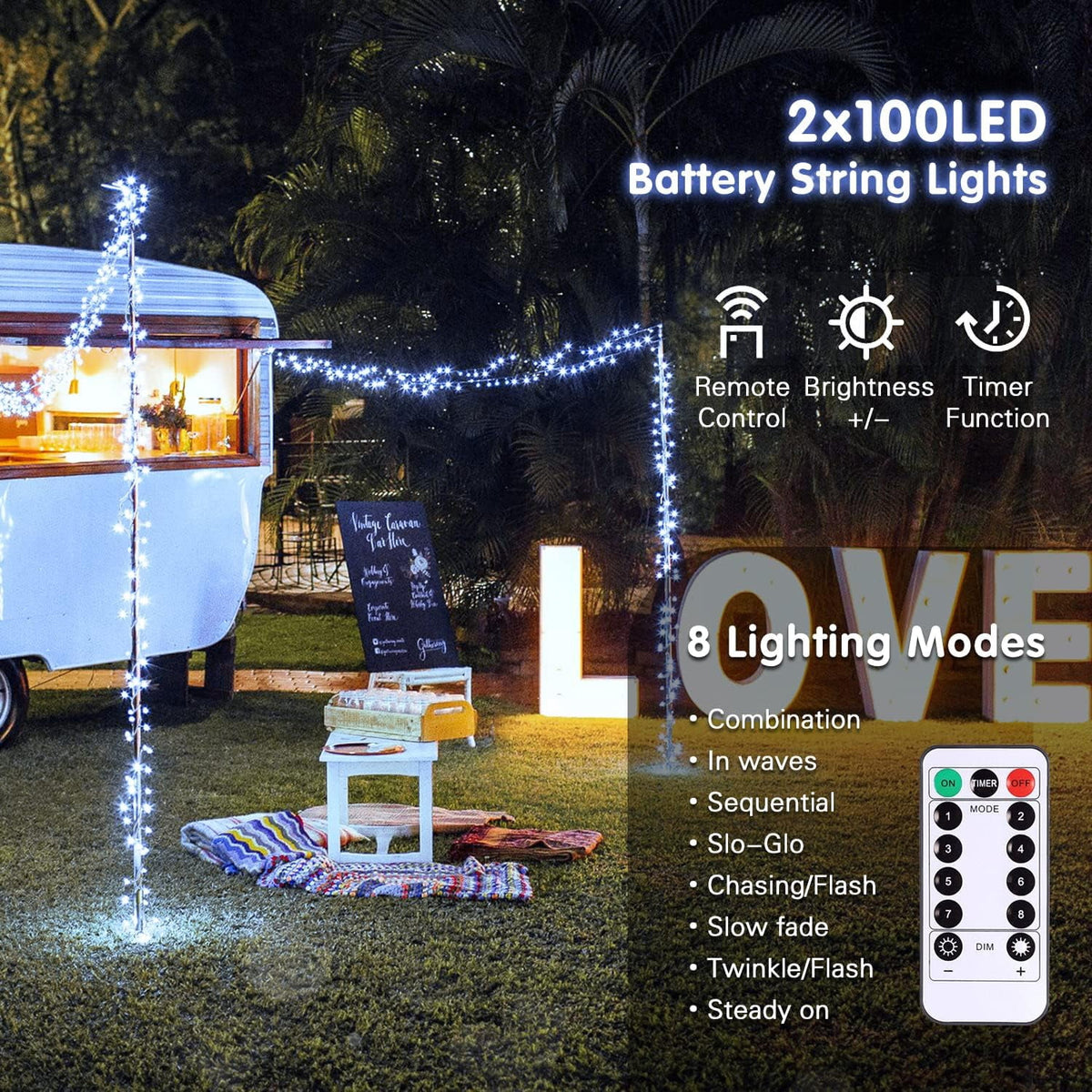 33ft 100 LED Pink Battery Lights for Bedroom, Pink Christmas String Lights with 8 Modes Remote Indoor Outdoor, Fairy Twinkle Lights for Room Party Tree Valentine