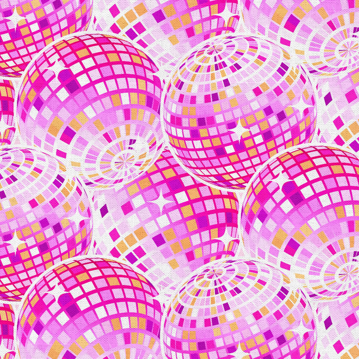 Half Yard 100% Cotton Disco Ball, Pink, 42" Wide for Sewing & Crafting by Fabric Editions