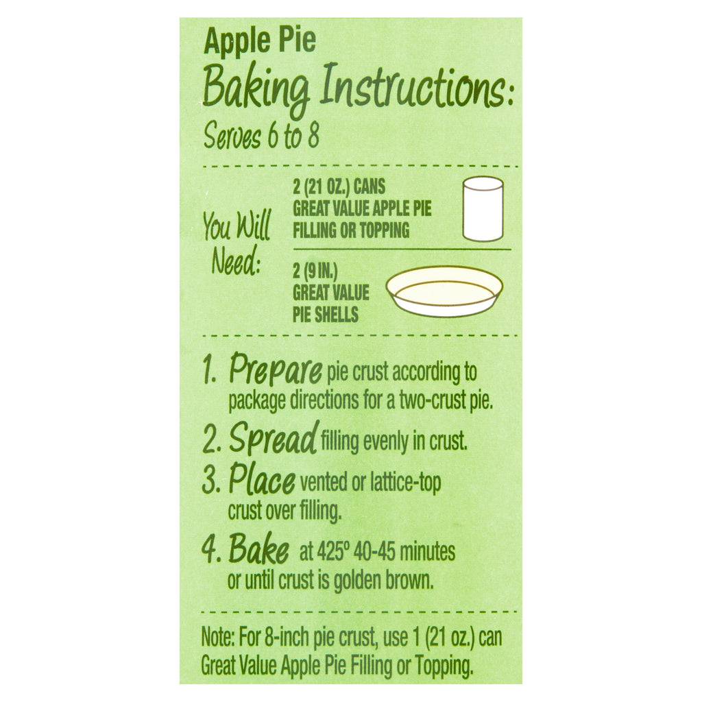 Great Value Apple Pie Filling or Topping, 21 oz