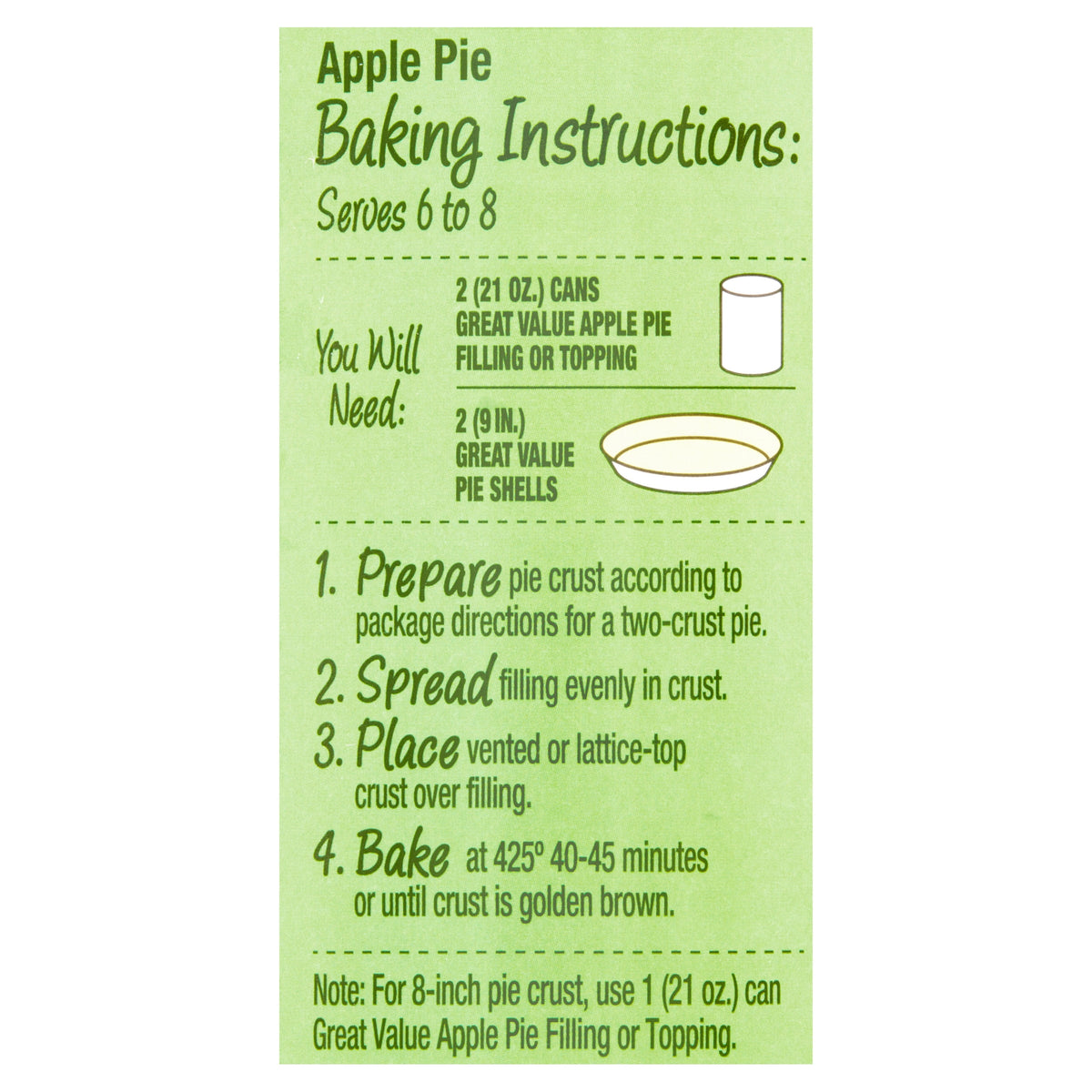 Great Value Apple Pie Filling or Topping, 21 oz