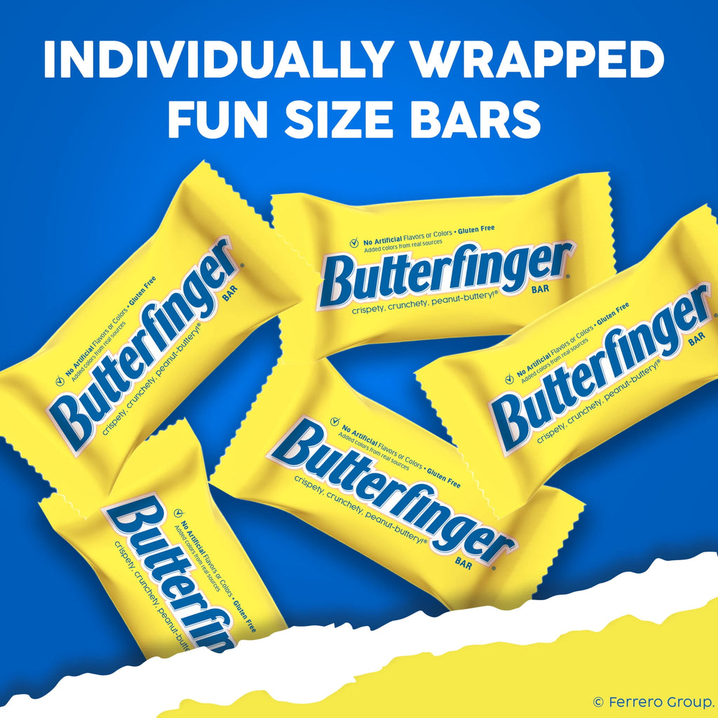 Butterfinger Fun Size Halloween Candy Bars, Chocolate-y Peanut-Buttery, Halloween Candy Bulk Individually Wrapped, Ghost Bag, 10.2 oz