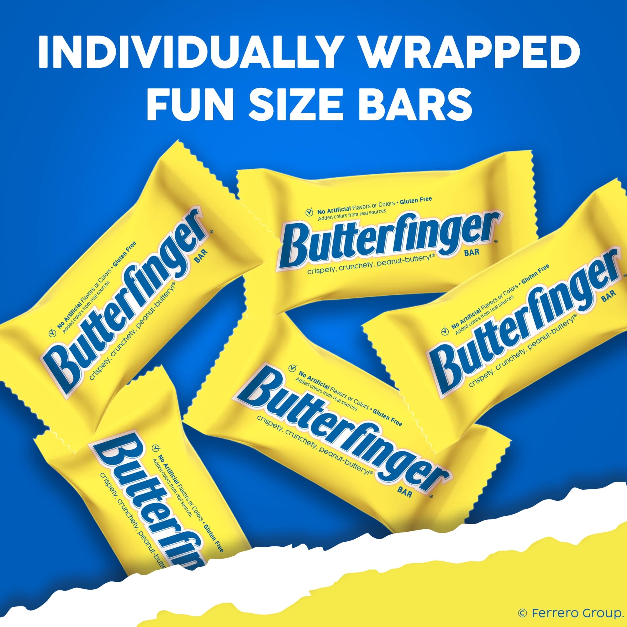 Butterfinger Fun Size Halloween Candy Bars, Chocolate-y Peanut-Buttery, Halloween Candy Bulk Individually Wrapped, Ghost Bag, 10.2 oz