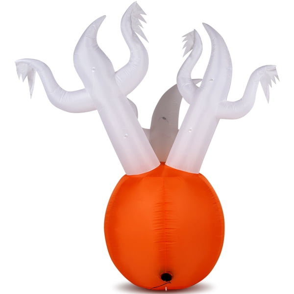 5.9FT Halloween Inflatable Pumpkin Ghost, Built-in LED Lights, Waterproof Polyester for Yard/Garden