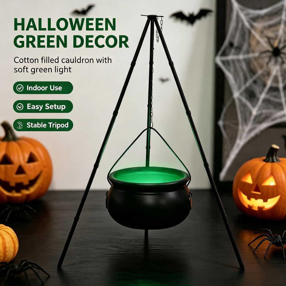 Muecwrye Halloween Decorations Outdoor, Halloween Clearance! Halloween Witches Cauldron on Tripod with Lights, DIY Bubbling Cauldron Set Decor for Home Porch Outside, Halloween Party Supplies