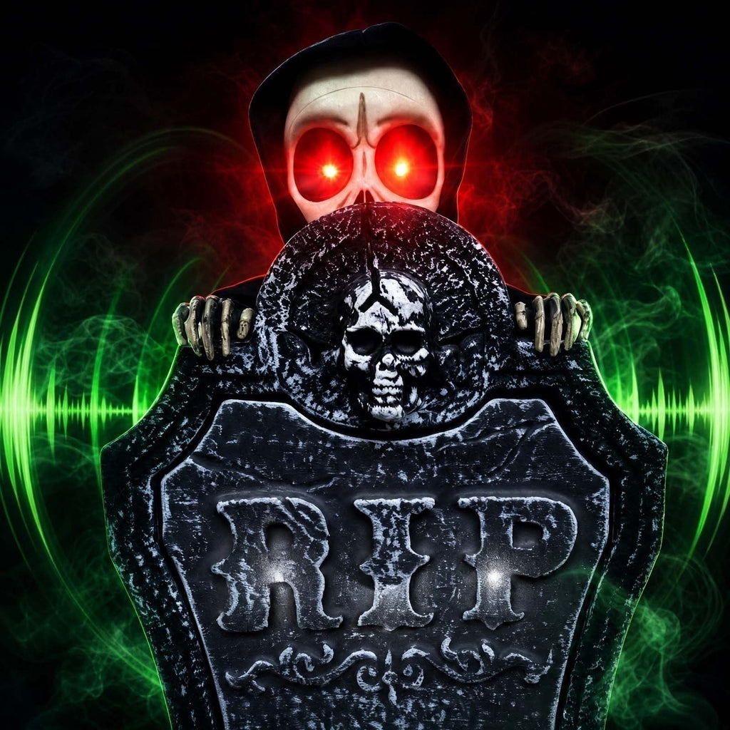Orangide Halloween Decorations Animated Tombstone Decor With Light Gravestone With Activated Skeleton And Pumpkin For Yard Porch Outdoor Halloween Party