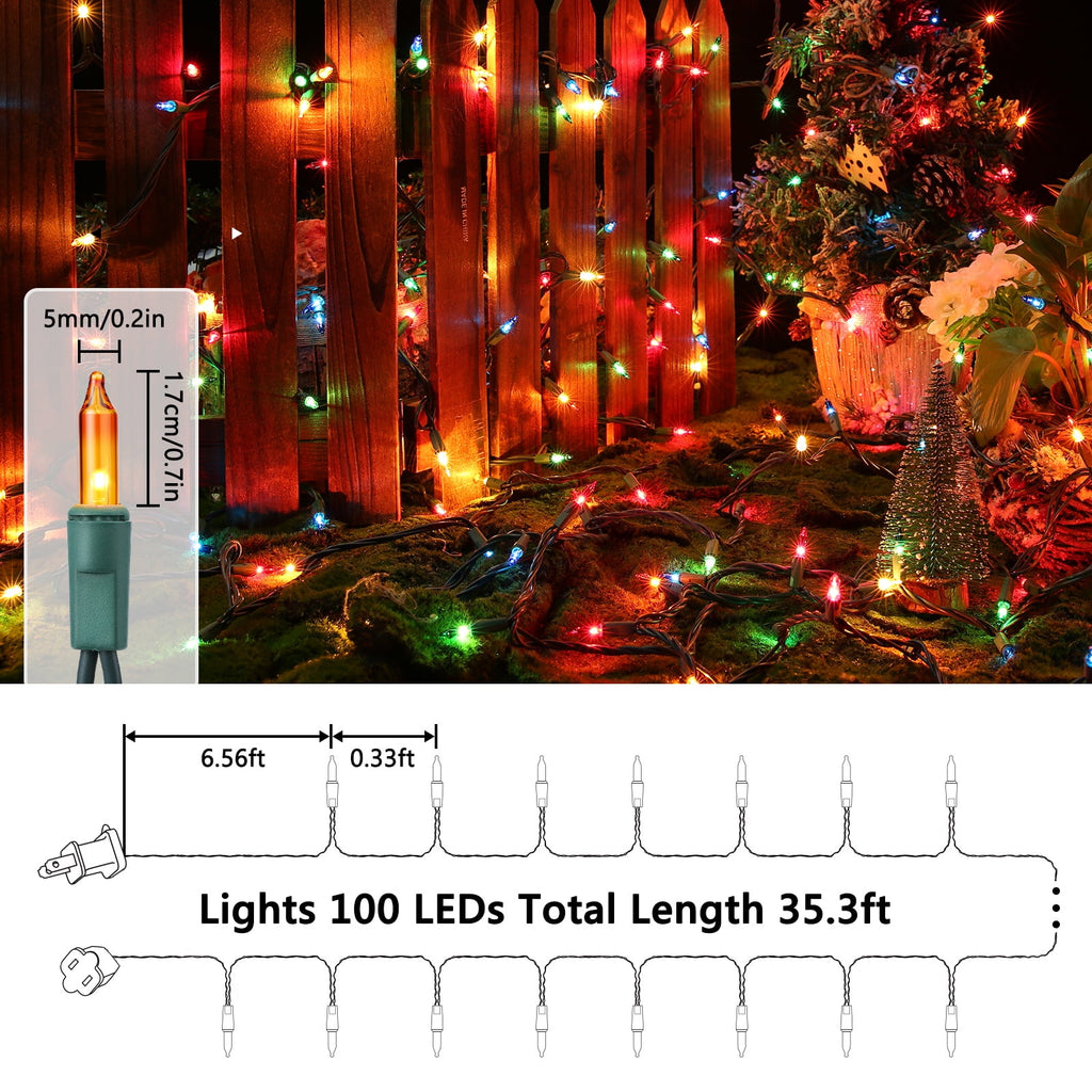 Toodour Orange & Purple Halloween Lights, 25ft 100 Count Incandescent Halloween String Lights, UL Certified Connectable Mini Bulbs Halloween Lights for Indoor, Outdoor, Garden, Porch, Halloween Decor