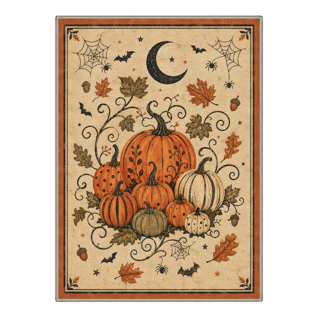 GENIMO 2'x7' Halloween Runner Rug, Washable Non Slip Soft Farmhouse Pumpkin Indoor Outdoor Hallway Runner for Porch Patio Kitchen Entryway, Vintage Sepia