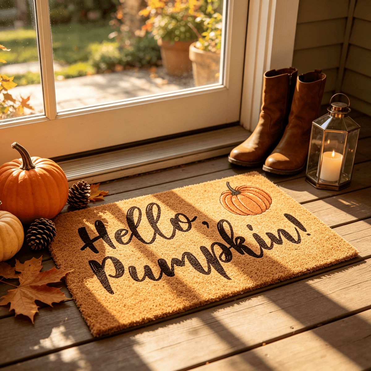 Halloween Pumpkin Welcome Door Mat, Funny Durable Non Slip Decorative Rugs for Bathroom Bedroom Kitchen Front Door