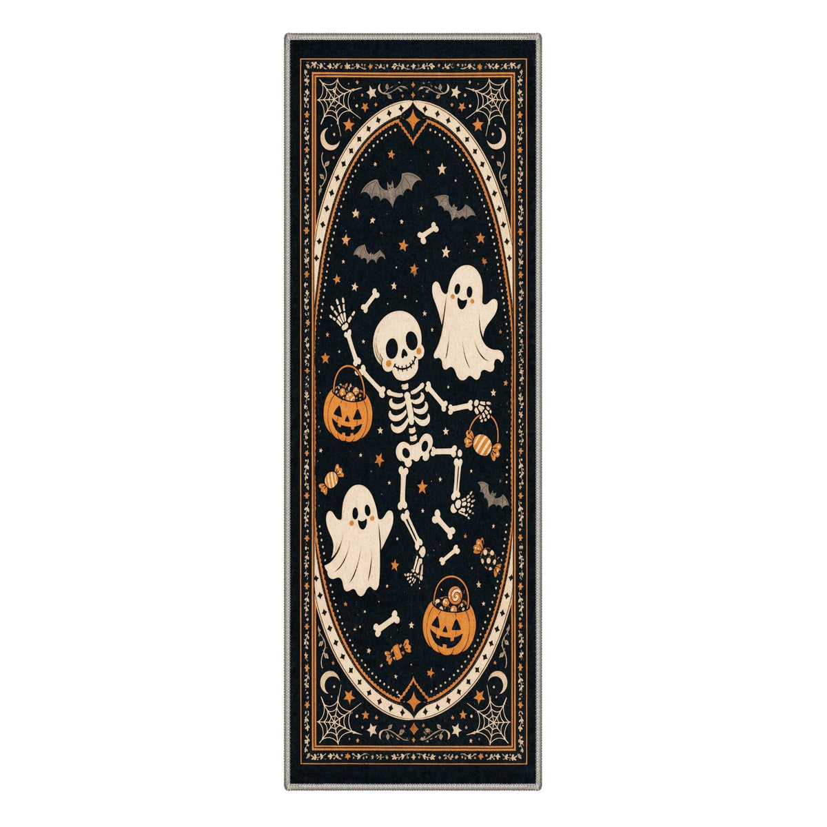 GENIMO 2'x7' Halloween Runner Rug, Washable Non Slip Soft Vintage Witch Indoor Outdoor Hallway Runner for Porch Patio Kitchen Entryway, Retro Sepia