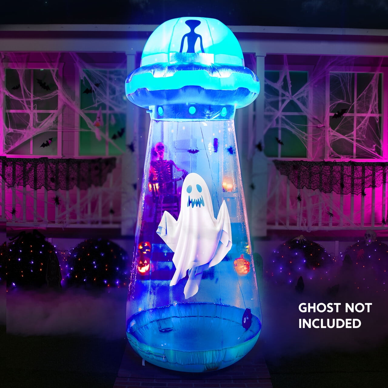 Joyfy 9 ft Halloween Inflatable Giant Alien Decoration with Built-in LEDs,Alien Halloween Decorations Outdoor Blow Up Yard Lawn Decoration