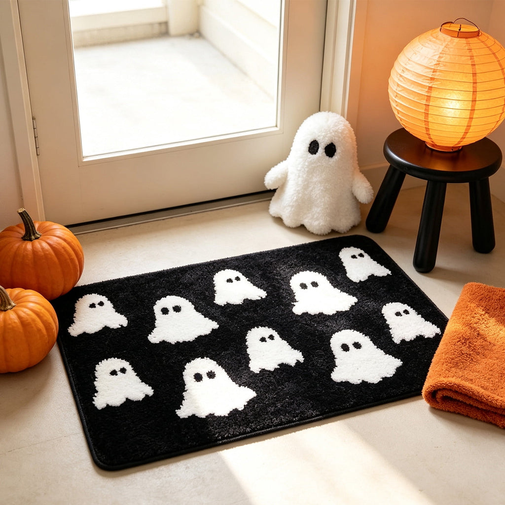 WWC Halloween Door Mat, 32x20 inch Halloween Decor Thick Non Slip Ghost doormat, Entryway Rug for Fall Party Indoor Outdoor Front Porch