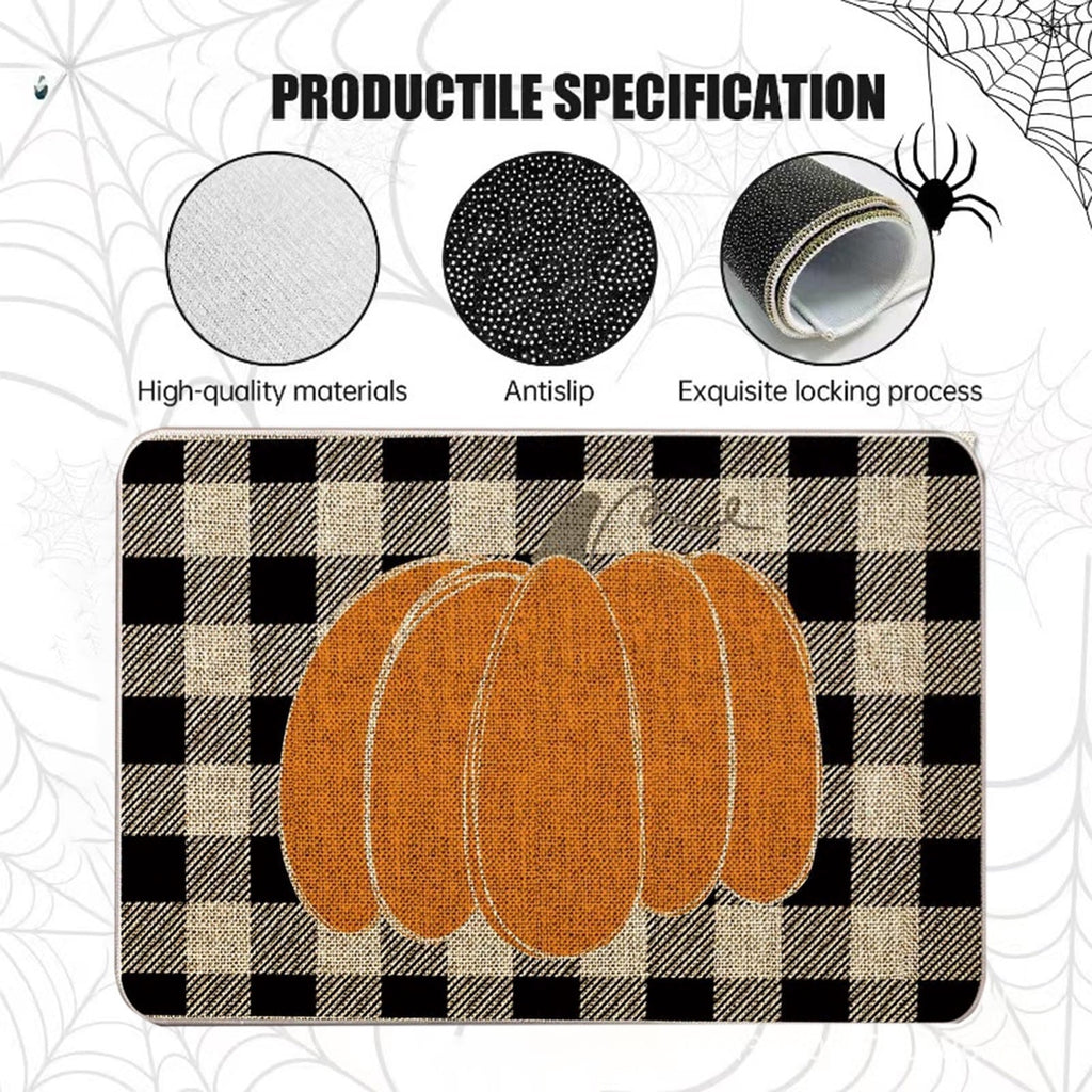 YIMWNYI Halloween-Themed Pumpkin Door Mat, Spooky Entryway Rug, Trick-or-Treat Decor, Non-Slip Wiper, festive Halloween decoration, indoor/outdoor welcome mat