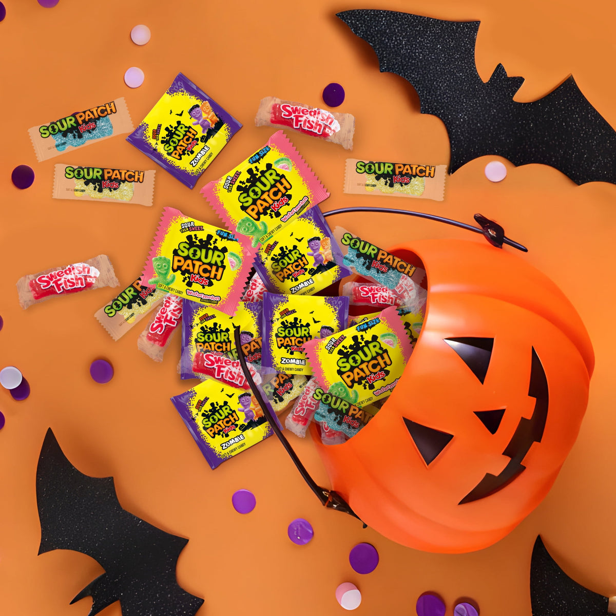 SOUR PATCH KIDS and SWEDISH FISH Soft & Chewy Halloween Candy Variety Pack, 190 Bags