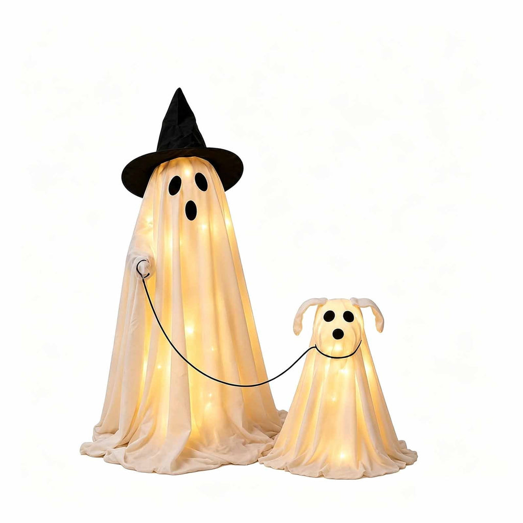 FEOLGEHLY Halloween Decorations Outdoor Indoor, Wizard Ghost Dog Walking Set Two Piece Halloween Outdoor Patio Living Room Decor Halloween Decorations Clearance For Party Home